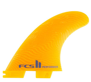 FCS II Performer Neo Glass Mango Large Eco Thruster Surfboard Fin Set