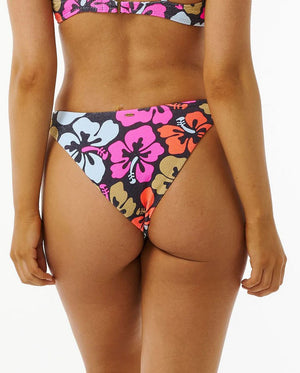 Rip Curl Womens Hibiscus Heat Hi Cut Cheeky Coverage Bikini Bottom